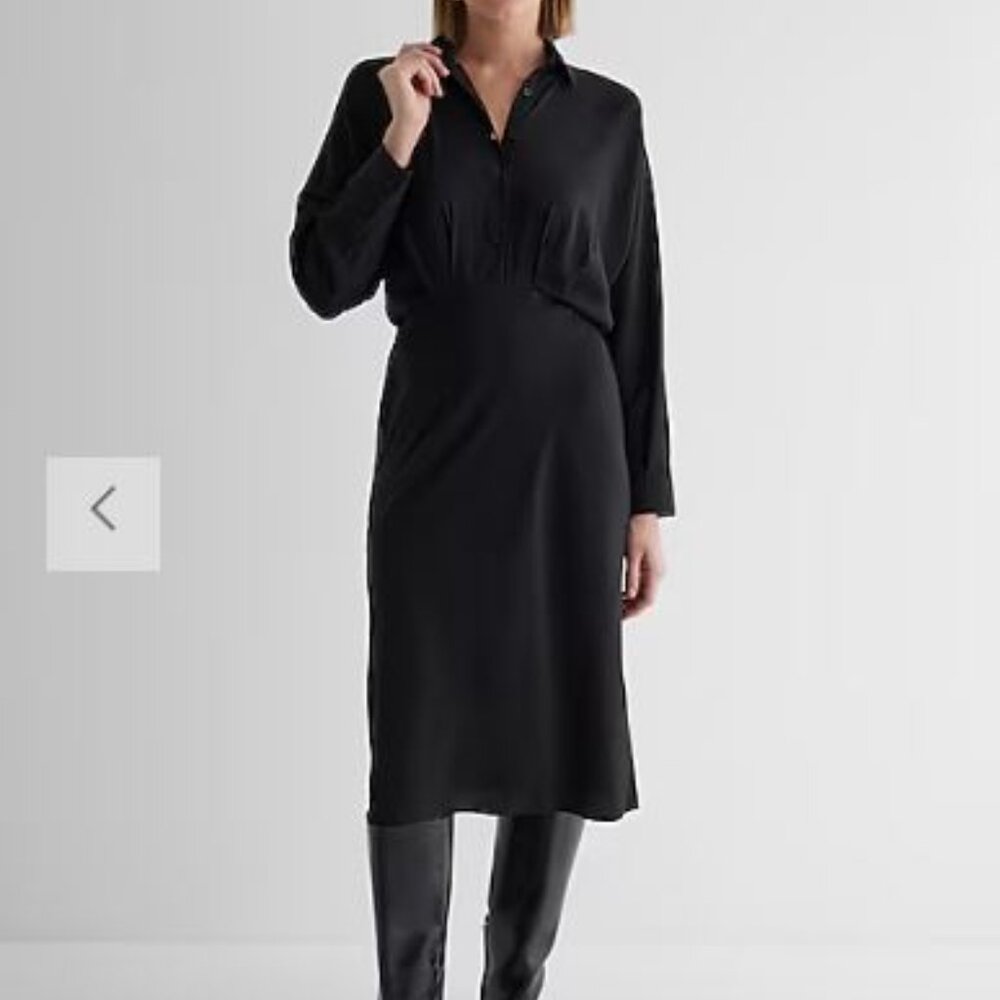 NWT Express Half Button Up Midi Portofino Shirt Dress - size: XL